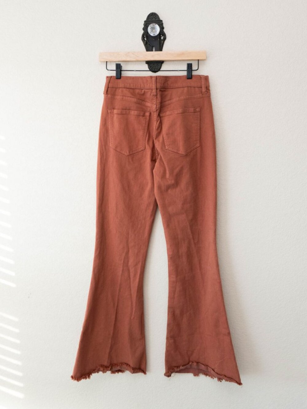 Altar'd State Brown Flare Jeans Women's 28 High Rise Stretch Frayed Hem Boho - Picture 9 of 15